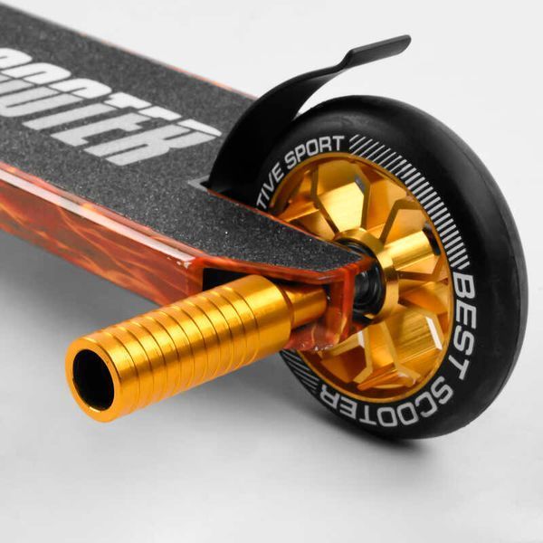 Самокат трюковый Best Scooter BS-77225 HIC-система, ПЕГИ, алюминиевый диск и дека с ПРИНТОМ, колёса PU, d=110мм, ширина руля - 60 см, в коробке 105676 фото