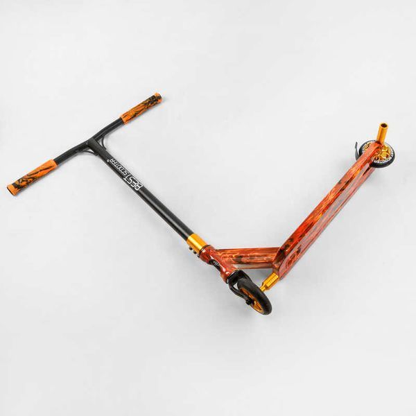 Самокат трюковый Best Scooter BS-77225 HIC-система, ПЕГИ, алюминиевый диск и дека с ПРИНТОМ, колёса PU, d=110мм, ширина руля - 60 см, в коробке 105676 фото