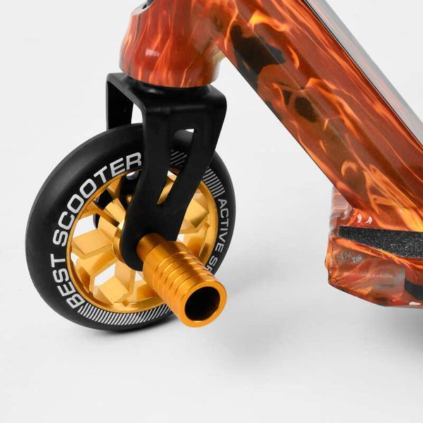 Самокат трюковый Best Scooter BS-77225 HIC-система, ПЕГИ, алюминиевый диск и дека с ПРИНТОМ, колёса PU, d=110мм, ширина руля - 60 см, в коробке 105676 фото