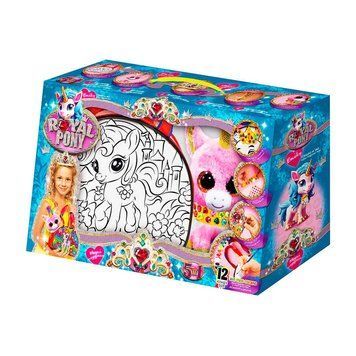Креативное творчество "Royal Pony" RP-01-08U (2) "Danko Toys", сумка-раскраска, мягкая игрушка, аксессуары, акриловая краска, кисточка, в коробке 157203 фото