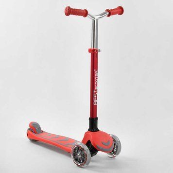 Самокат трехколесный Y-00325 Best Scooter складной алюминиевый руль, колеса PU со светом 99639 фото