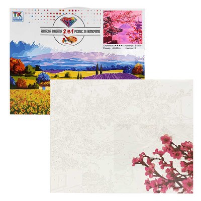 Картина за номерами + Алмазна мозаїка B 70039 (30) "TK Group", 40х50 см, "Сакура", в коробці 136175 фото