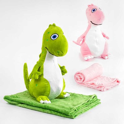 М'яка іграшка М 13948 (50) "Динозаврик", 2 кольори, розмір ковдри 156х120см, висота іграшки 50см 122093 фото