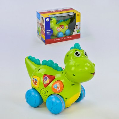 Динозаврик музыкальный 6105 "Huile Toys" ездит, говорит на английском языке, проигрывает мелодии и звуки, с подсветкой, в коробке 70008 фото