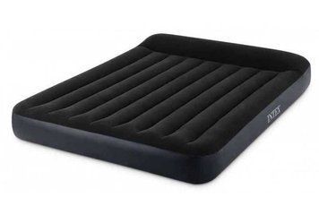 Надувний матрац Intex велюр кровать с подголовником, размер 183x203x25 см (64144) 74760 фото