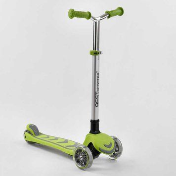 Самокат трехколесный (Y-00436) Best Scooter, складной алюминиевый руль, колеса PU со светом 102320 фото
