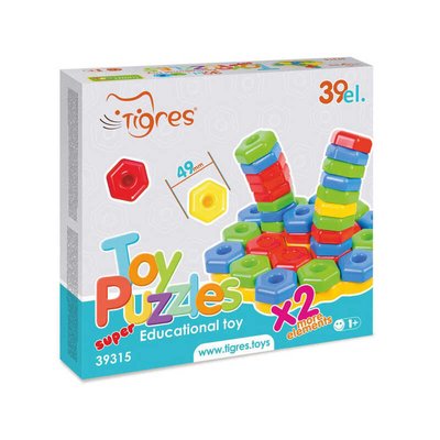 Іграшка розвивальна "Гра пазли SUPER" 39315 (12) "Tigres", 39 елементів, в коробці 118938 фото