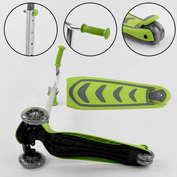 Самокат трехколесный (Y-00436) Best Scooter, складной алюминиевый руль, колеса PU со светом 102320 фото