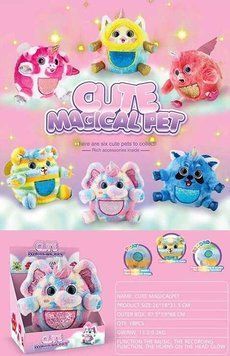 Мягкая игрушка 933-56 E (18/2) &ldquo;Cute Magical Pet&rdquo;, 6 видов, свет, 3 мелодии, функция записи голоса, двусторонние пайетки, в коробке 120991 фото