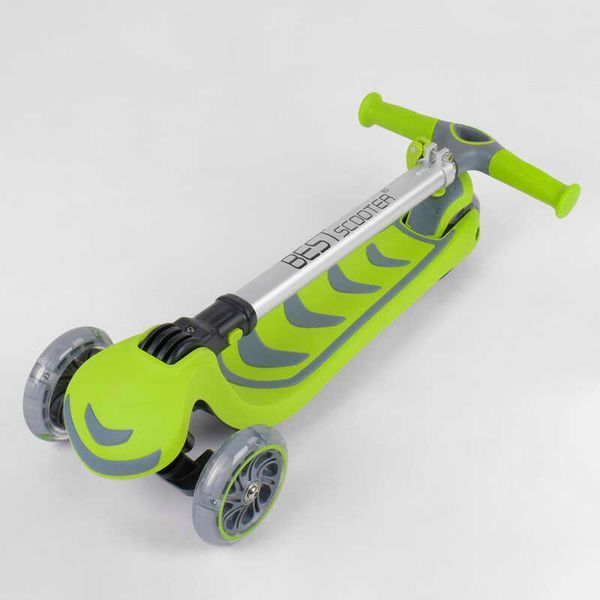 Самокат трехколесный 46987 Best Scooter складной алюминиевый руль, 4 колеса PU со светом, d=12 см 89684 фото