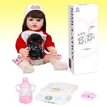 Лялька XBY 5532 (12) висота 52 см, гумова, шапочка, пляшечка, памперс, соска, в коробці 149258 фото