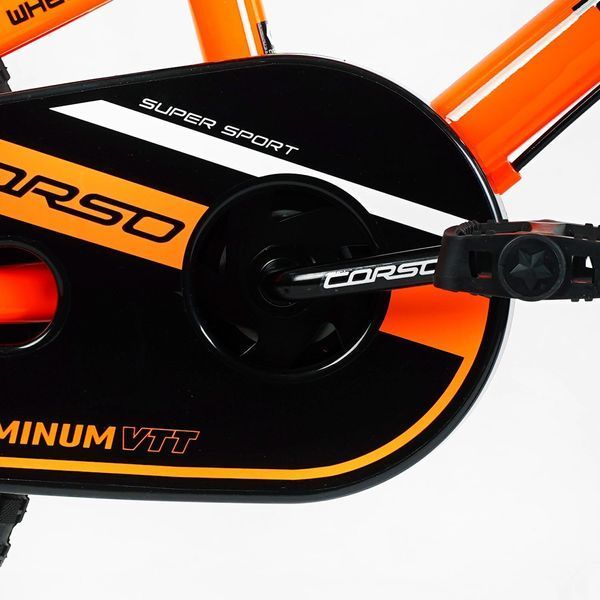 Детский двухколёсный велосипед Corso Tayger 18&Prime; с алюминиевой рамой, ручным тормозом, боковыми колесами и звонком (TG-11360) 153900 фото