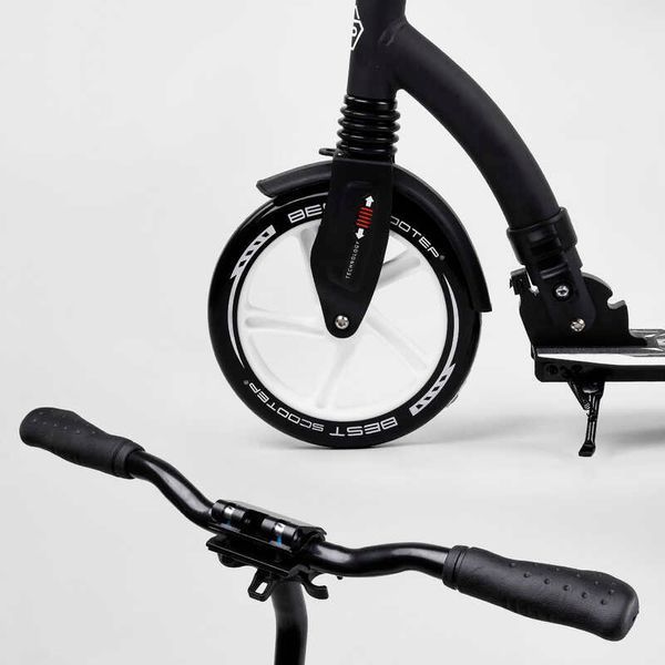 Самокат двоколісний Best Scooter (75343) колеса PU - переднє 23 см, заднє - 20 см, 1 амортизатор, широкий руль, зажим руля, в коробці 100069 фото