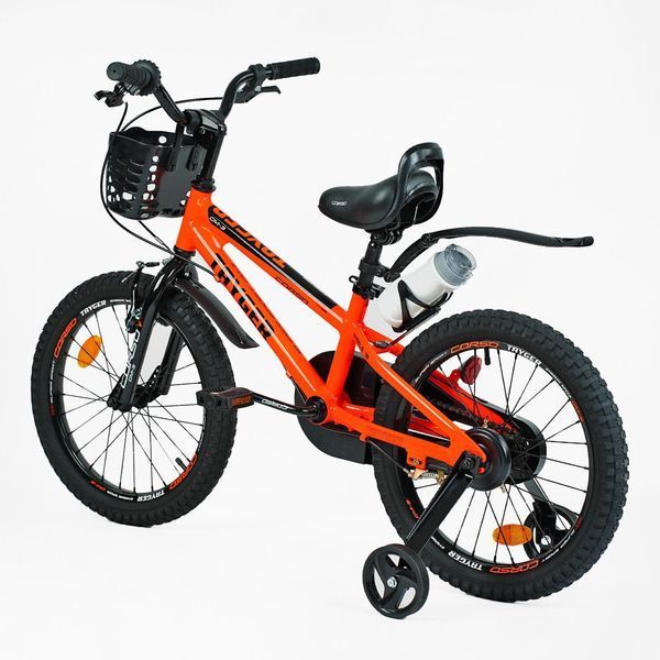 Детский двухколёсный велосипед Corso Tayger 18&Prime; с алюминиевой рамой, ручным тормозом, боковыми колесами и звонком (TG-11360) 153900 фото