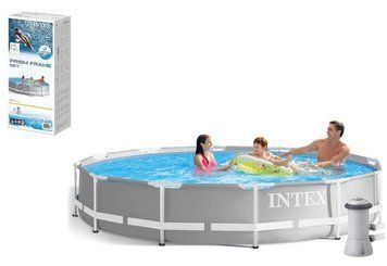 Intex Бассейн каркасный 26712 NP (1) размер 366x76 см (насос-фильтр картриджный 2 006 л/ч), объем воды - 6503л, в коробке 74742 фото