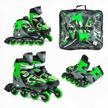 Ролики 32944-М Best Roller /розмір 34-37/ колір &ndash; ЗЕЛЕНИЙ (6) колеса PU, ПЕРЕДНЄ КОЛЕСО СВІТЛО, d колес &ndash; 7 см, в сумці 151228 фото