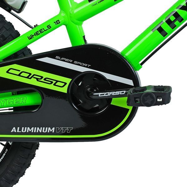 Дитячий двоколісний велосипед Corso Tayger 18&Prime; з алюмінієвою рамою, ручним гальмом, боковими колесами та дзвоником (TG-14763) 154134 фото