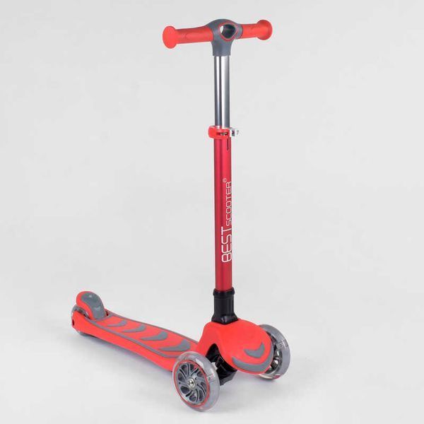 Самокат трехколесный с светящимися колесами (92606) Best Scooter складной алюминиевый руль 89686 фото