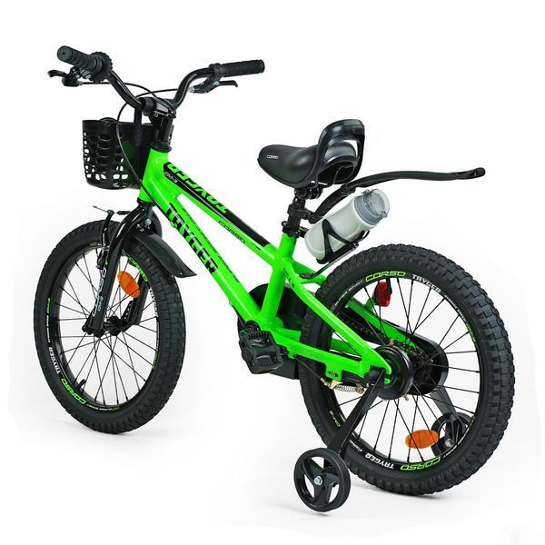 Дитячий двоколісний велосипед Corso Tayger 18&Prime; з алюмінієвою рамою, ручним гальмом, боковими колесами та дзвоником (TG-14763) 154134 фото