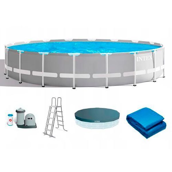 Басейн каркасний Intex 549-122 см (26732 NP) насос 220V, 5687 л/год, об'єм води - 24311л, сходи, тент, підстилка 114722 фото