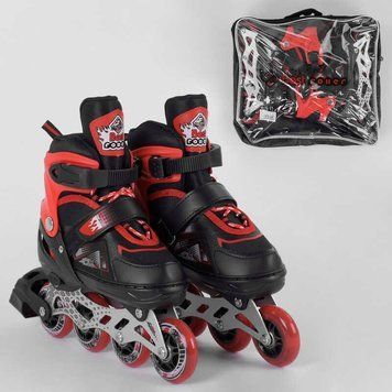 Ролики 8211-S Best Roller / розмір 30-33 / колір - ЧЕРВОНИЙ (6) колеса PU, ПЕРЕДНЄ КОЛЕСО СВІТЛО, в сумці, d коліс - 6.5 см 98927 фото