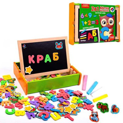 Магнитный набор 2 в 1 "Азбука и математика" в деревянной коробке /укр/ - VT5411-17 (4) "Vladi Toys", 139830 фото