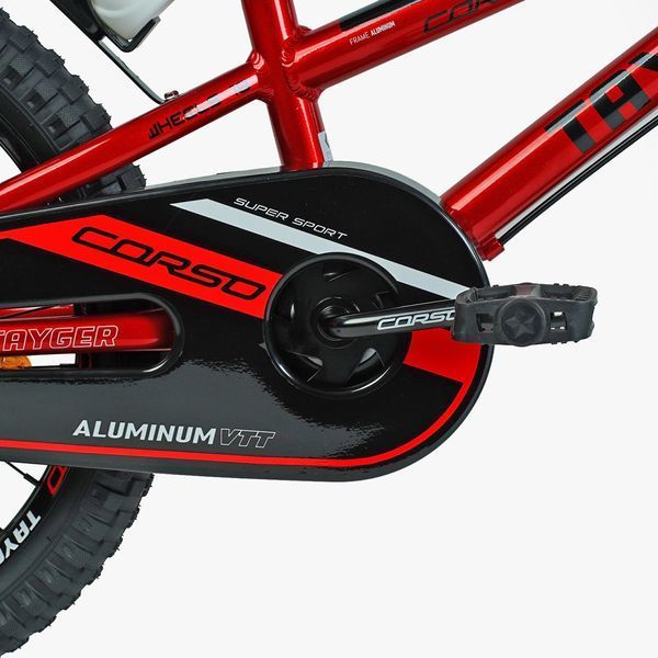 Дитячий двоколісний велосипед Corso Tayger 18&Prime; з алюмінієвою рамою, ручним гальмом, боковими колесами та дзвоником (TG-43922) 154128 фото
