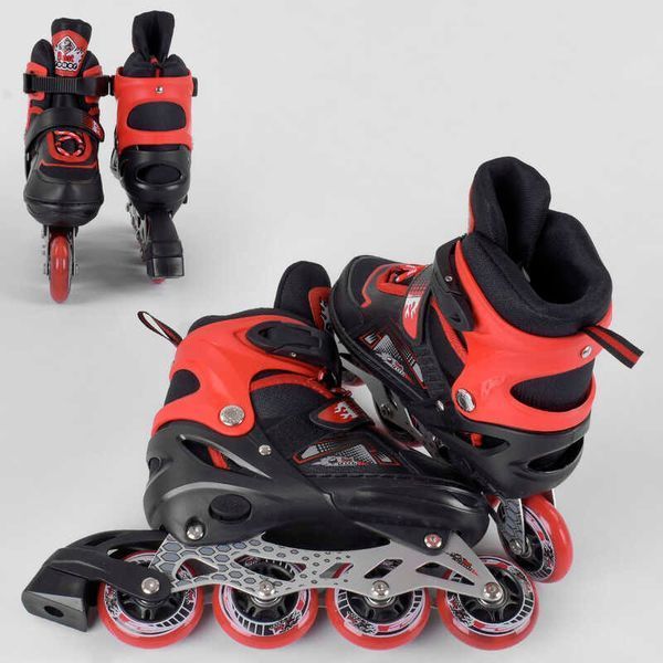 Ролики 8211-S Best Roller / розмір 30-33 / колір - ЧЕРВОНИЙ (6) колеса PU, ПЕРЕДНЄ КОЛЕСО СВІТЛО, в сумці, d коліс - 6.5 см 98927 фото