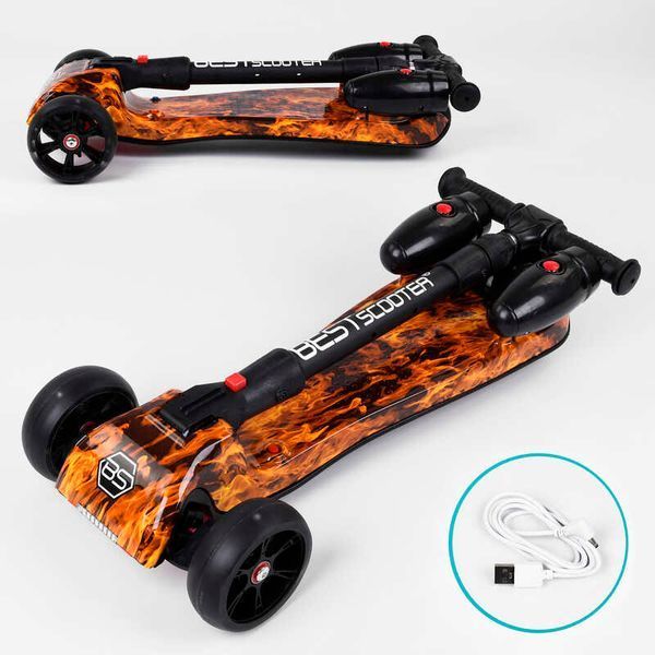 Триколісний самокат з турбіною та музикою "Best Scooter" MAXI" (89341) складне алюмінієве кермо 100061 фото