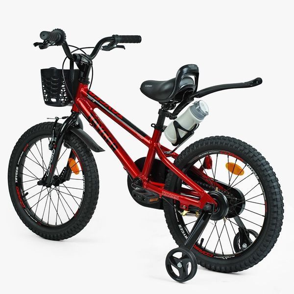 Дитячий двоколісний велосипед Corso Tayger 18&Prime; з алюмінієвою рамою, ручним гальмом, боковими колесами та дзвоником (TG-43922) 154128 фото