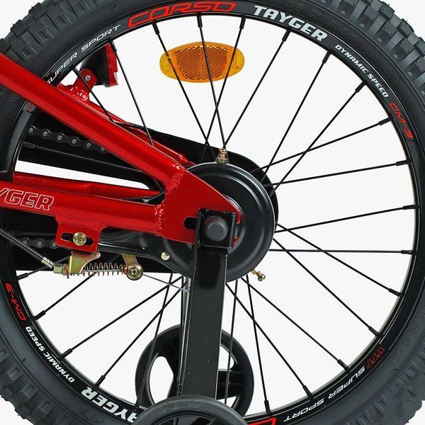 Дитячий двоколісний велосипед Corso Tayger 18&Prime; з алюмінієвою рамою, ручним гальмом, боковими колесами та дзвоником (TG-43922) 154128 фото