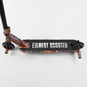 Самокат трюковый Best Scooter BS-77350 HIC-система, ПЕГИ, алюминиевый диск и дека с ПРИНТОМ, колёса PU, d=110мм, ширина руля - 60 см, в коробке 105677 фото