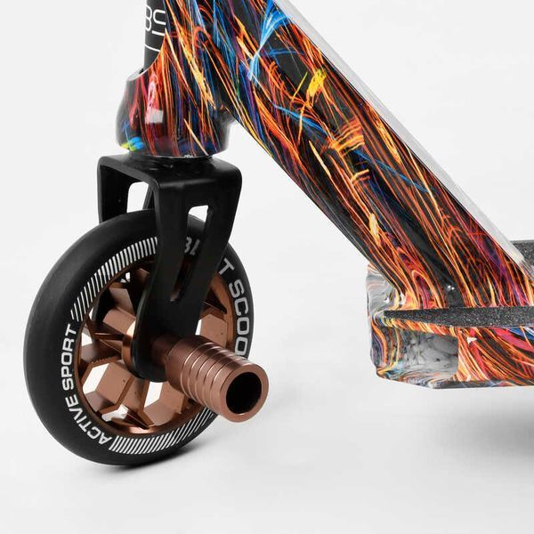 Самокат трюковый Best Scooter BS-77350 HIC-система, ПЕГИ, алюминиевый диск и дека с ПРИНТОМ, колёса PU, d=110мм, ширина руля - 60 см, в коробке 105677 фото