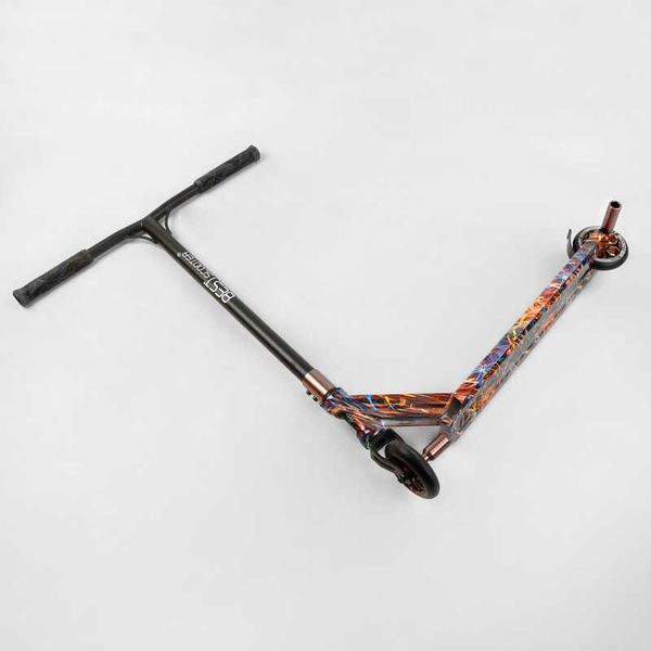 Самокат трюковый Best Scooter BS-77350 HIC-система, ПЕГИ, алюминиевый диск и дека с ПРИНТОМ, колёса PU, d=110мм, ширина руля - 60 см, в коробке 105677 фото
