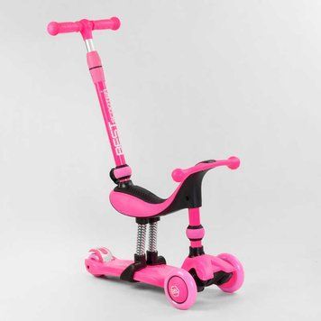 Самокат-велобіг 3в1 триколісний BS-23180 Best Scooter, 3 колеса PU зі світлом, сидіння, амортизатори, батьківська ручка 104497 фото