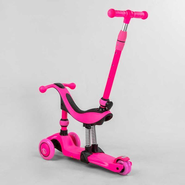 Самокат-велобіг 3в1 триколісний BS-23180 Best Scooter, 3 колеса PU зі світлом, сидіння, амортизатори, батьківська ручка 104497 фото