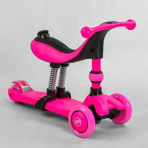 Самокат-велобіг 3в1 триколісний BS-23180 Best Scooter, 3 колеса PU зі світлом, сидіння, амортизатори, батьківська ручка 104497 фото