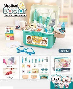 Набір лікаря PT 2 B (36/2) "Doctor Medical", 20 елеметів, помпове накачування, колір зелений, у коробці 126771 фото