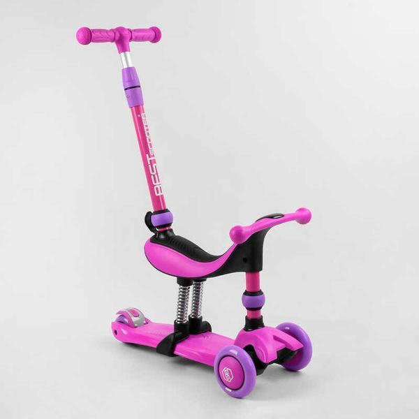 Самокат велобег 3в1 трехколесный BS-26566 Best Scooter 3 колеса PU со светом, сидение, амортизаторы, родительская ручка 105656 фото