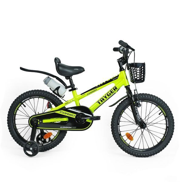 Дитячий двоколісний велосипед Corso Tayger 18&Prime; з алюмінієвою рамою, ручним гальмом, боковими колесами та дзвоником (TG-82159) 154127 фото