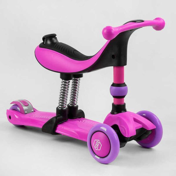 Самокат велобег 3в1 трехколесный BS-26566 Best Scooter 3 колеса PU со светом, сидение, амортизаторы, родительская ручка 105656 фото