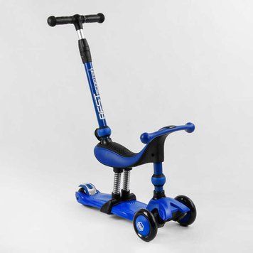 Самокат-велобег 3в1 трехколесный BS-27018 Best Scooter, 3 колеса PU со светом, сидение, амортизаторы, родительская ручка 105408 фото