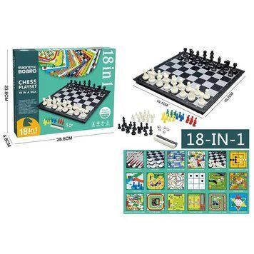 Набор настольных игр 18в1 (2614 BC) игровые поля, игровые элементы, девять человек морриса, крестики-нолики, шахматы, шашки, космическая игра, лудо, автогонки, manji, змеи и стремянки, бейсбол 147485 фото