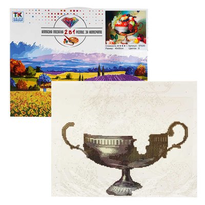 Картина за номерами + Алмазна мозаїка B 70240 (30) "TK Group", 40х50 см, "Ваза з фруктами", в коробці 136185 фото