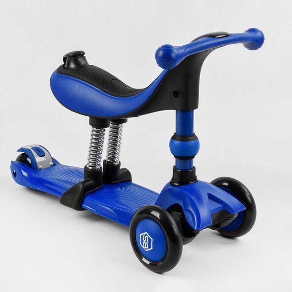 Самокат-велобег 3в1 трехколесный BS-27018 Best Scooter, 3 колеса PU со светом, сидение, амортизаторы, родительская ручка 105408 фото