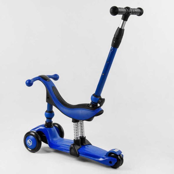 Самокат-велобег 3в1 трехколесный BS-27018 Best Scooter, 3 колеса PU со светом, сидение, амортизаторы, родительская ручка 105408 фото