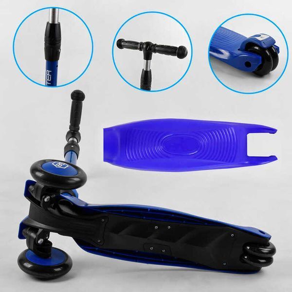 Самокат-велобег 3в1 трехколесный BS-27018 Best Scooter, 3 колеса PU со светом, сидение, амортизаторы, родительская ручка 105408 фото