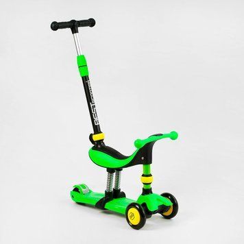 Самокат-велобег 3в1 трехколесный BS-30802 Best Scooter, 3 колеса PU со светом, сидение, амортизаторы, родительская ручка 105635 фото