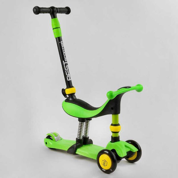 Самокат-велобег 3в1 трехколесный BS-30802 Best Scooter, 3 колеса PU со светом, сидение, амортизаторы, родительская ручка 105635 фото