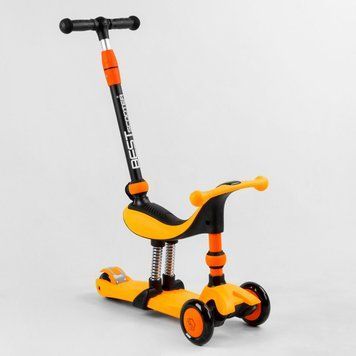 Самокат велобег 3в1 трехколесный BS-50584 Best Scooter, 3 колеса PU со светом, сидение, амортизаторы, родительская ручка 105657 фото